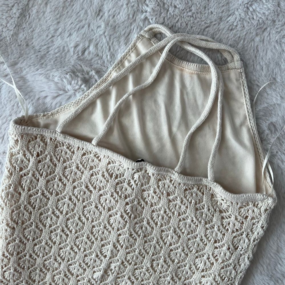 Women's freshman 1996 Beige Knit Skirt Set S - Picture 6 of 10